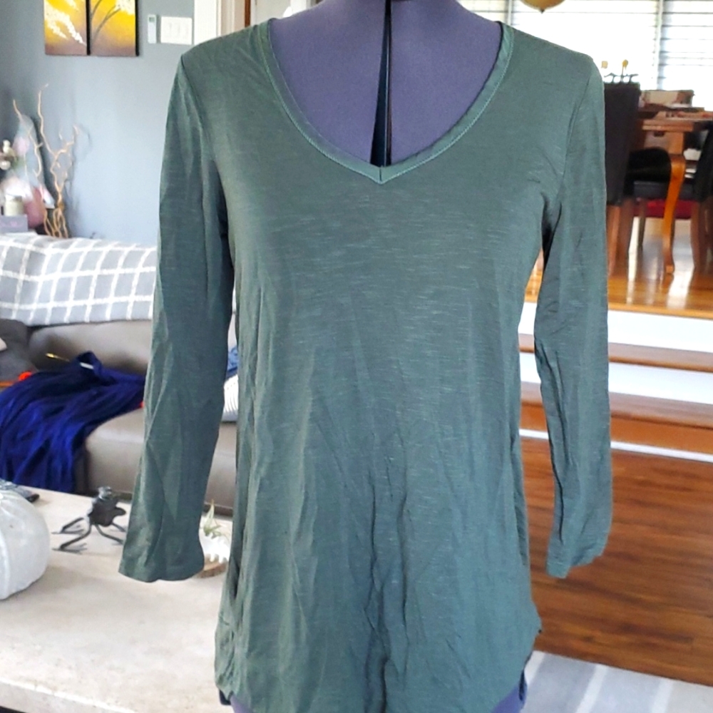 Top khaki green long sleeve xs